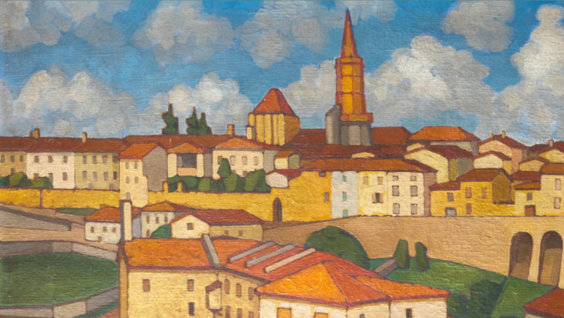 Lucien Andrieu, Vue de Montricoux, vers 1915-1917, huile sur toile, J-B Namy 2025 Lucien Andrieu, Vue de Montricoux, vers 1915-1917, huile sur toile, J-B Namy 2025