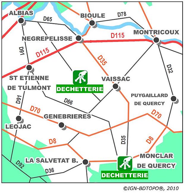 Plan d'accès déchetteries CCQVA